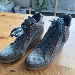 Miz Mooz Wedge Heel Sneakers, Blue, Size 38